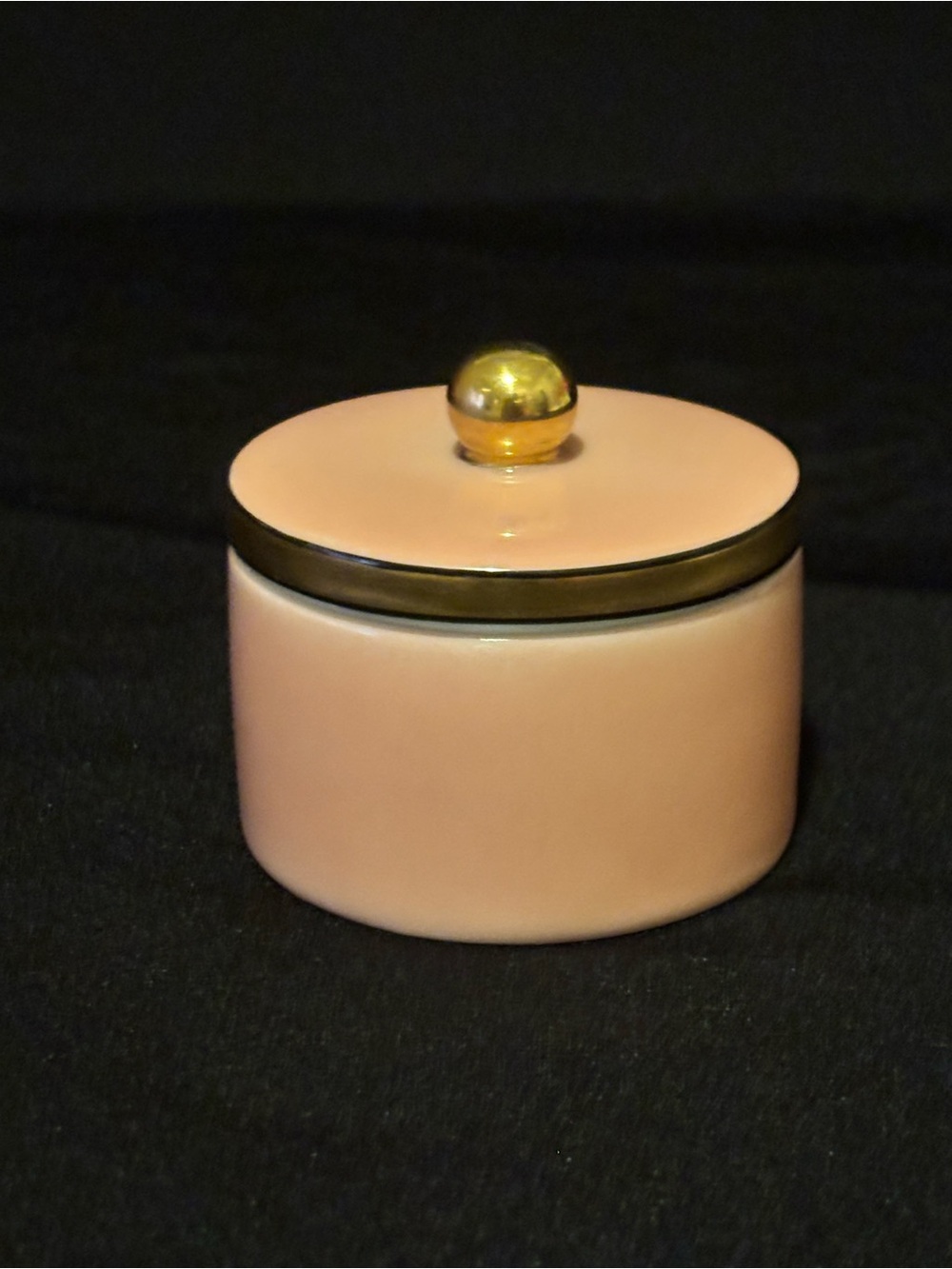 Vintage Pink porcelain Trinket Box with Gold Knob by Fitz and Floyd